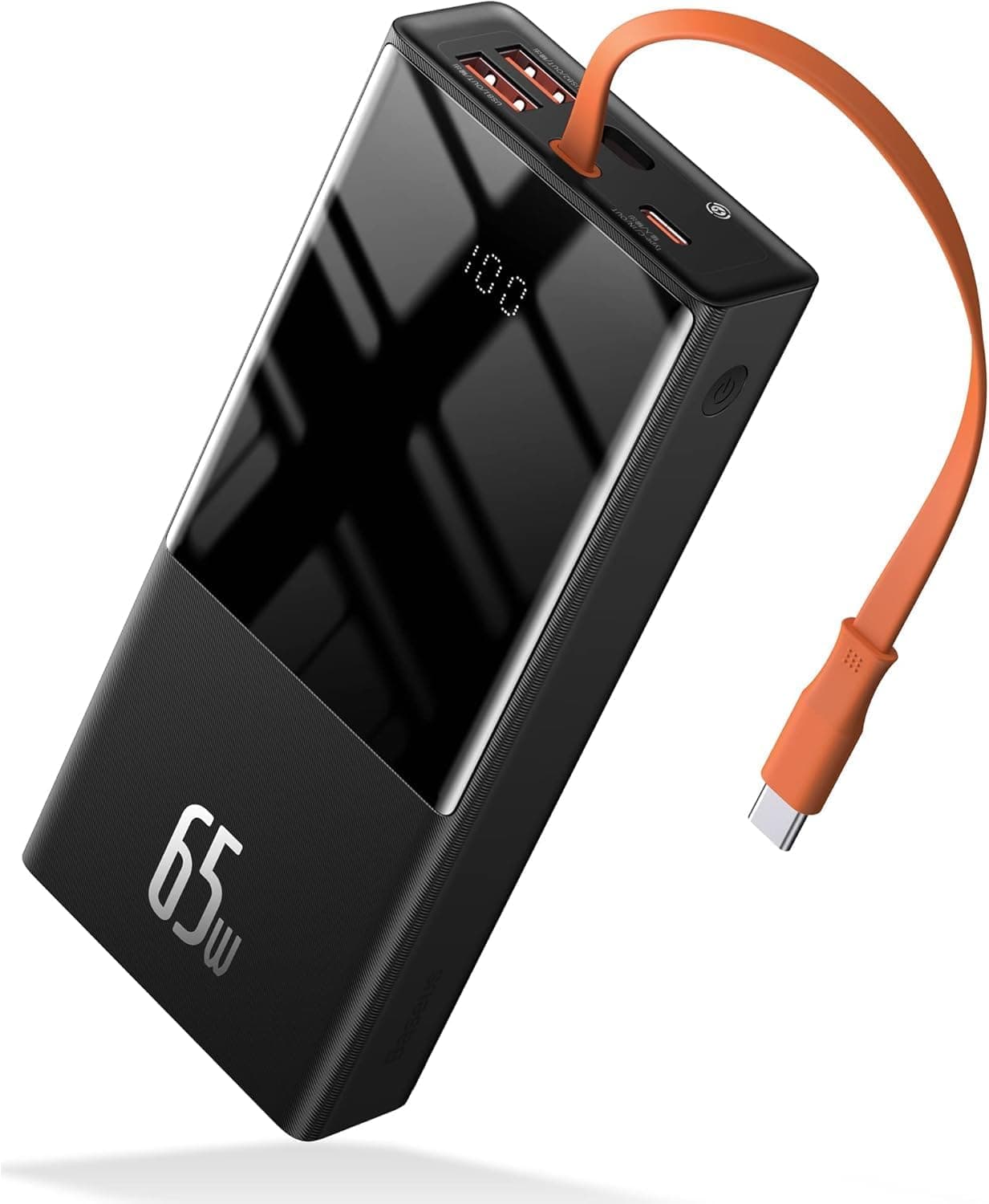 Baseus Power Bank 20000 mAh, bateria externa PD 65 W USB C com cabo de carregamento integrado