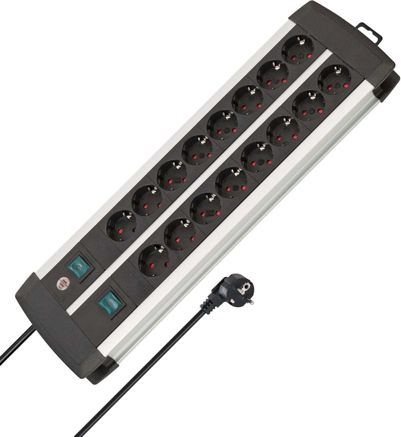 Brennenstuhl Premium-Alu-Line extensão tomadas com 16 tomadas e interruptor individual (cabo de 3 m, 2 interruptor iluminado, Made in Germany)