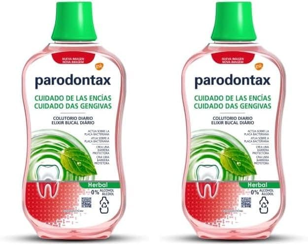 Parodontax, Erva, enxaguar bucal para sangramento de gengivas, uso diário, gengivas saudáveis e fôlego fresco, sem álcool, 500 ml (embalagem de 2)