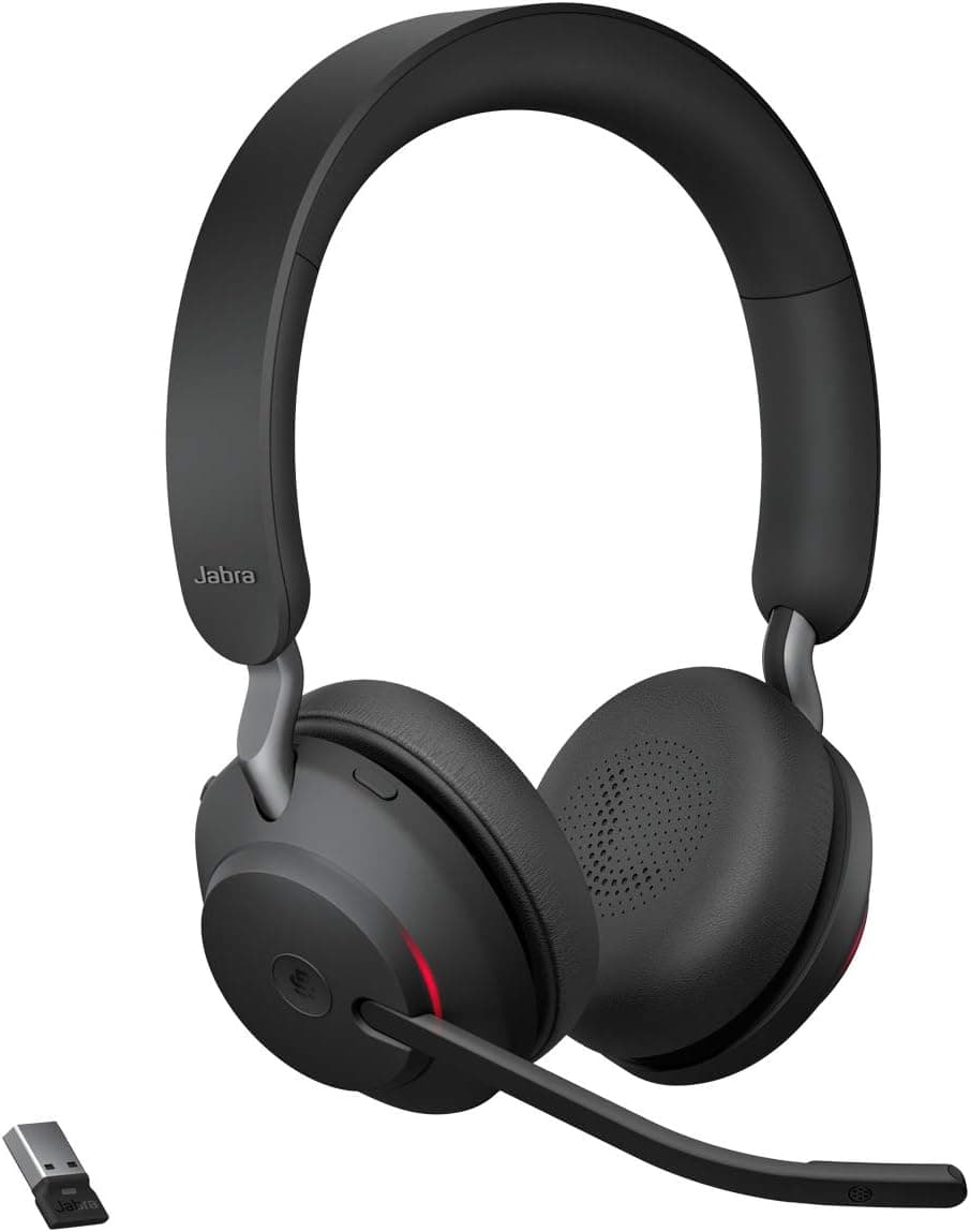 Jabra Evolve2 65 | Auriculares sem fios com cancelamento de ruído e adaptador USB-A para Microsoft Teams