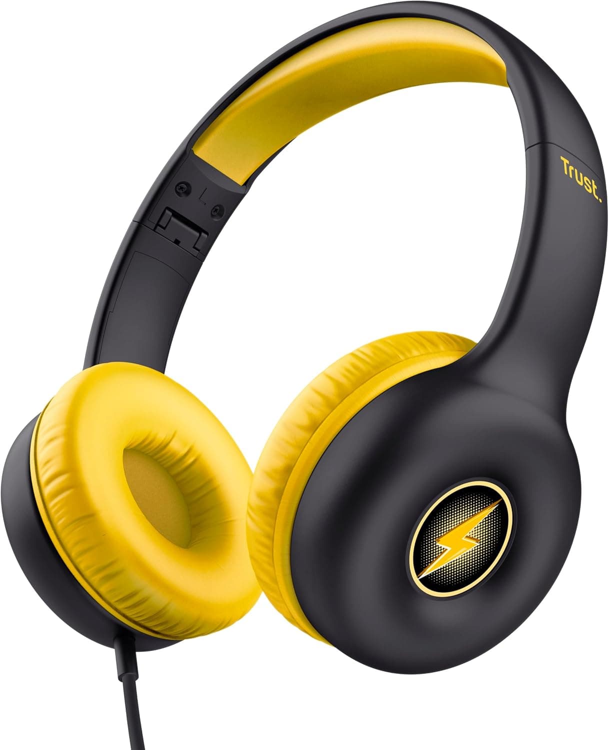 Trust Nouna Auriculares com cabo para crianças, 4-10 anos, limite de volume (85 dB), capacetes dobráveis com microfone incorporado e autocolantes, cabo de 3,5 mm, auriculares infantis para