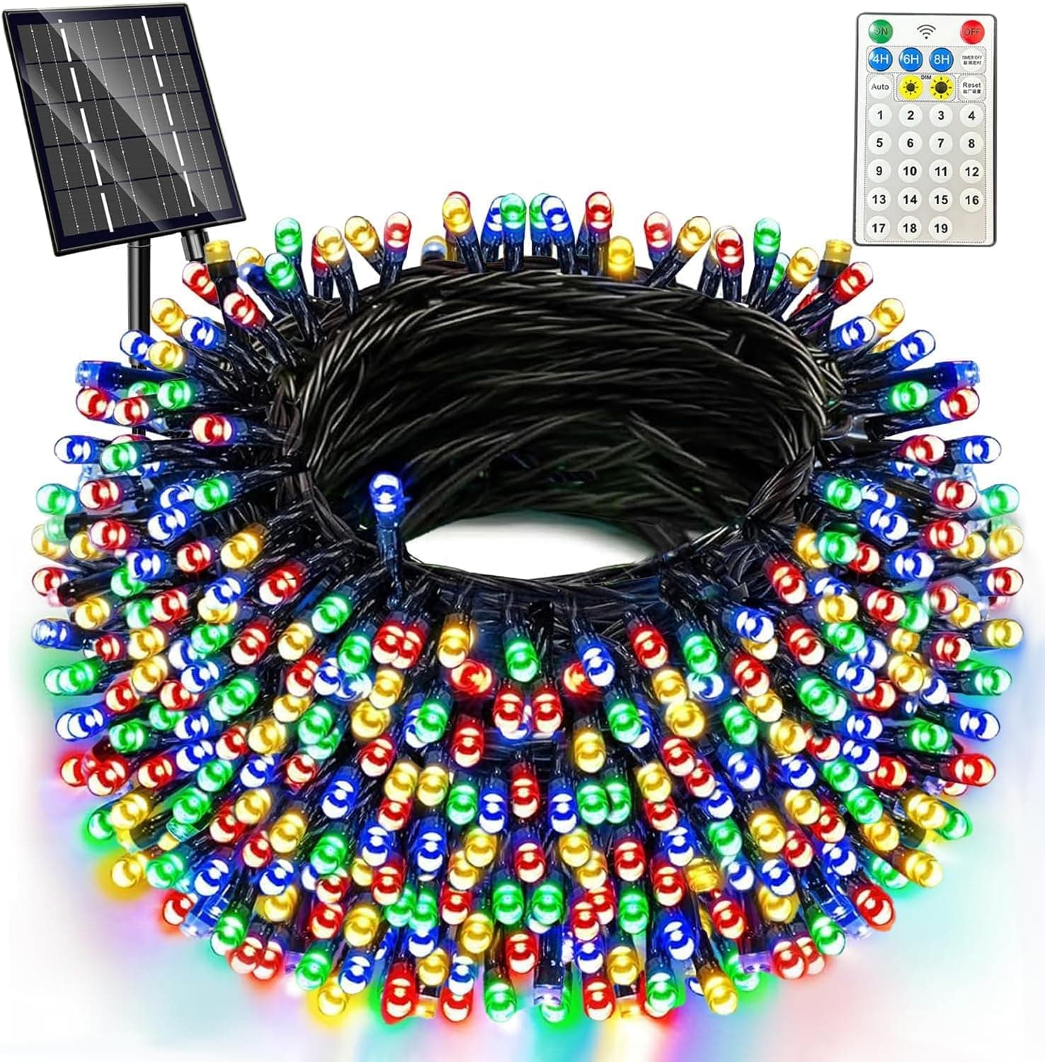 Corrente de luzes solares para exteriores, 400 LED de 42 m, 19 modos, decoração de Natal ao ar livre, IP65, impermeável, para varanda, jardim, árvore de Natal, festas