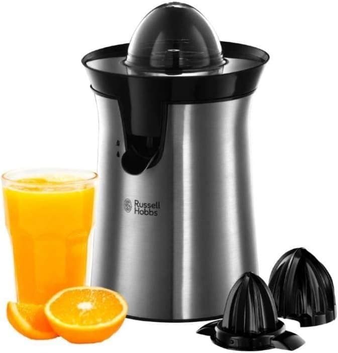Russell Hobbs Espremedor elétrico Classics - espremedor de laranja e sumos, 2 cones intercambiáveis, função de mudança de direção, anti-gotejamento, aço inoxidável, prata - 22760-56
