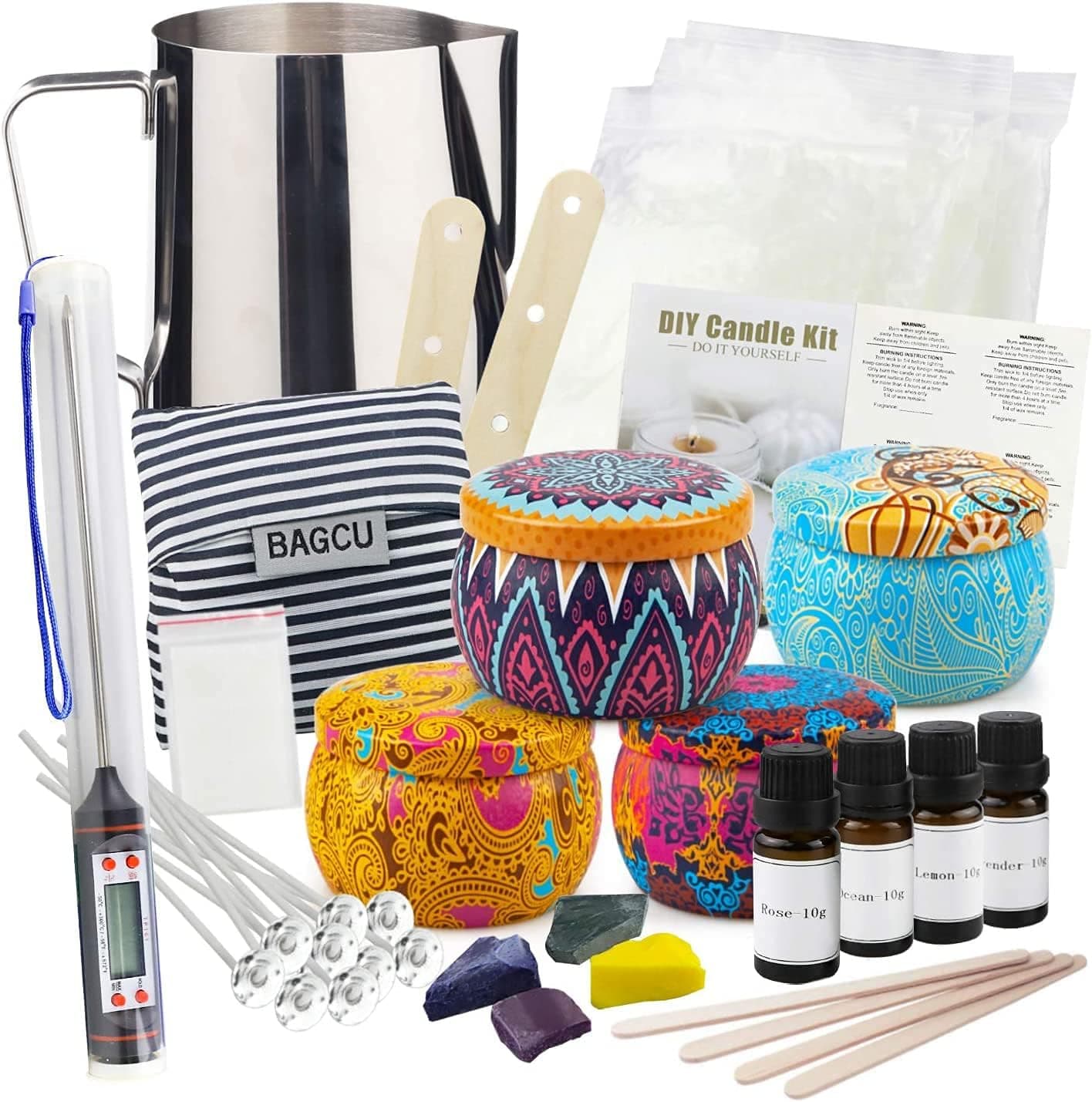 INUO LIGHT Kit de fabricação de velas perfumadas, cera de abelha velas de bricolage, velas perfumadas de bricolage, conjunto de velas DIY de presente para férias, aniversários, presentes originais