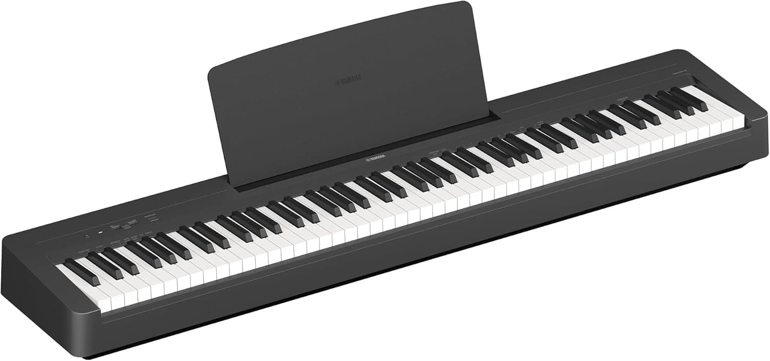 Yamaha P-145 Piano digital leve e portátil, com teclado Graded Hammer Compact, 88 teclas e 10 vozes de instrumentos, preto
