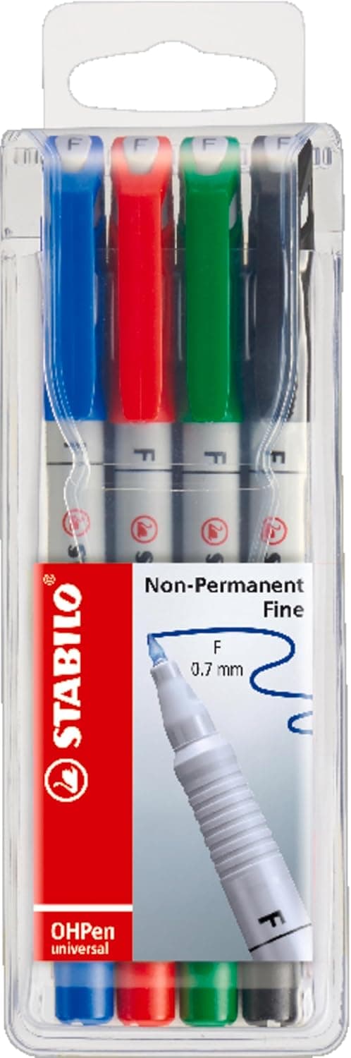 Stabilo OHPen Marcadores de ponta superfina (0,7 mm, 4 unidades), cores sortidas