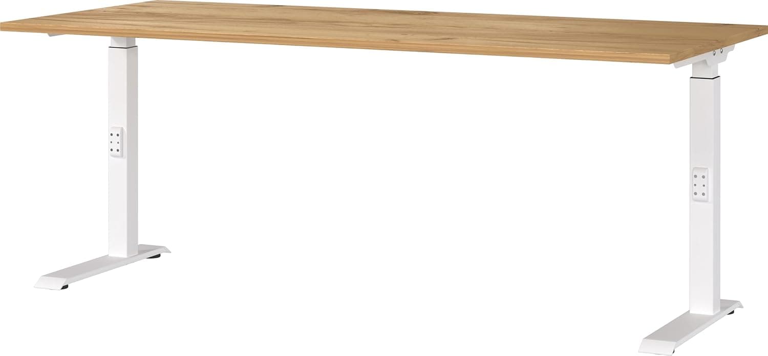 Germania Mesa 7912-242, em carvalho Navarro repro/branco, com ajuste de altura, 180 x 91 x 80 cm