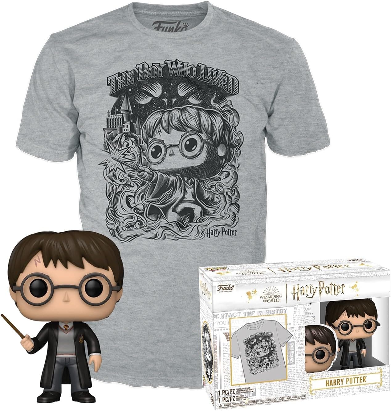 Loungefly Pop! & tee: HP - Harry Potter - T-shirt com figuras colecionáveis em miniatura - ideia de presente