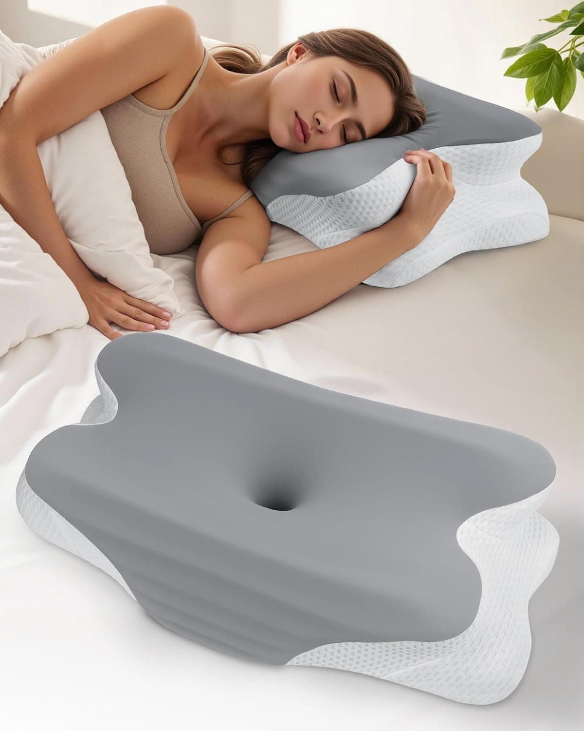 Feagar Memory Foam | Almofada cervical ergonómica ortopédica em espuma de memória para descanso