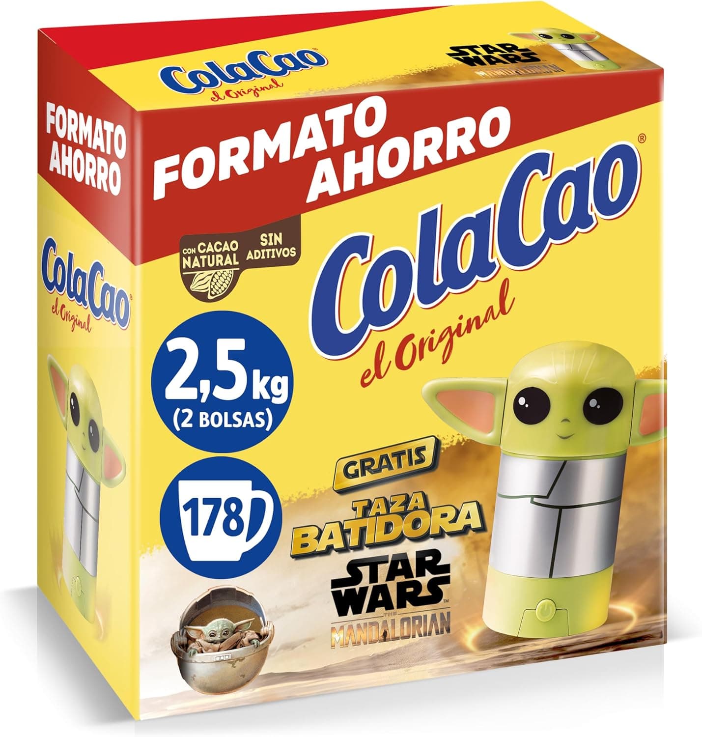 ColaCao, Original, cacau solúvel natural sem aditivos, formato de poupança, 2,5 kg