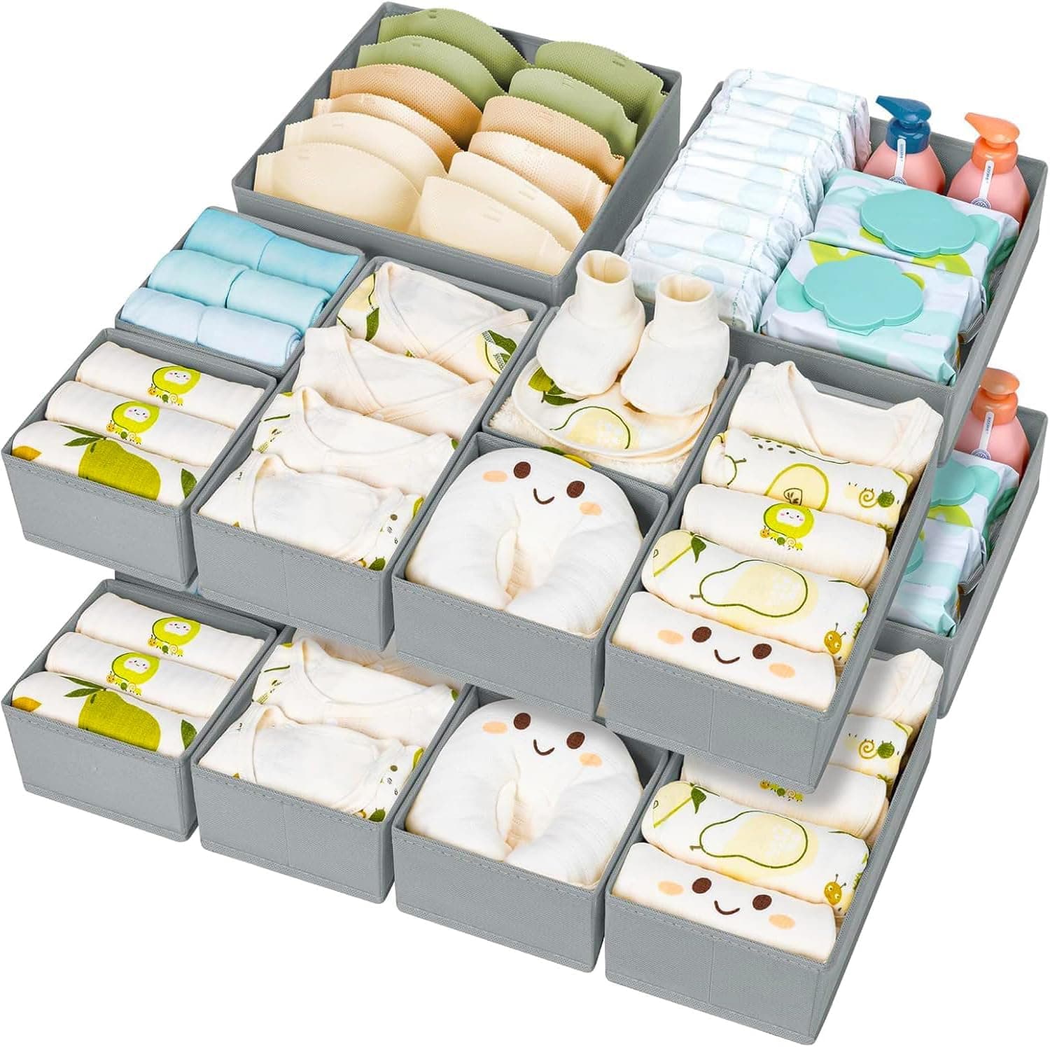 DIMJ | Conjunto de 15 organizadores dobráveis para gavetas em tecido, ideal para roupa interior, meias e acessórios