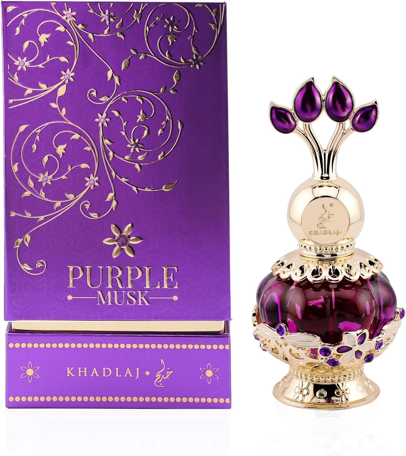 Khadlaj Purple Musk CPO - Perfume em óleo concentrado de almiscar, fragrância doce, suave e durável, ideal para uso diário