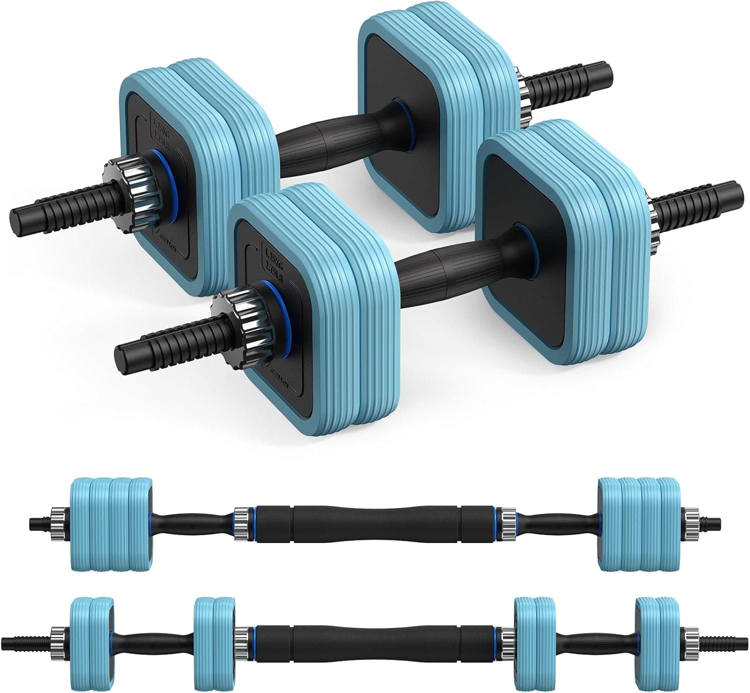 Merach Conjunto de halteres ajustáveis 10 kg/20 kg/30 kg/40 kg, 3 em 1 kit de ancordões, barra de pesos, punhos ajustáveis pesos e com pesos barra de conexão, para ginásio casa e fitness