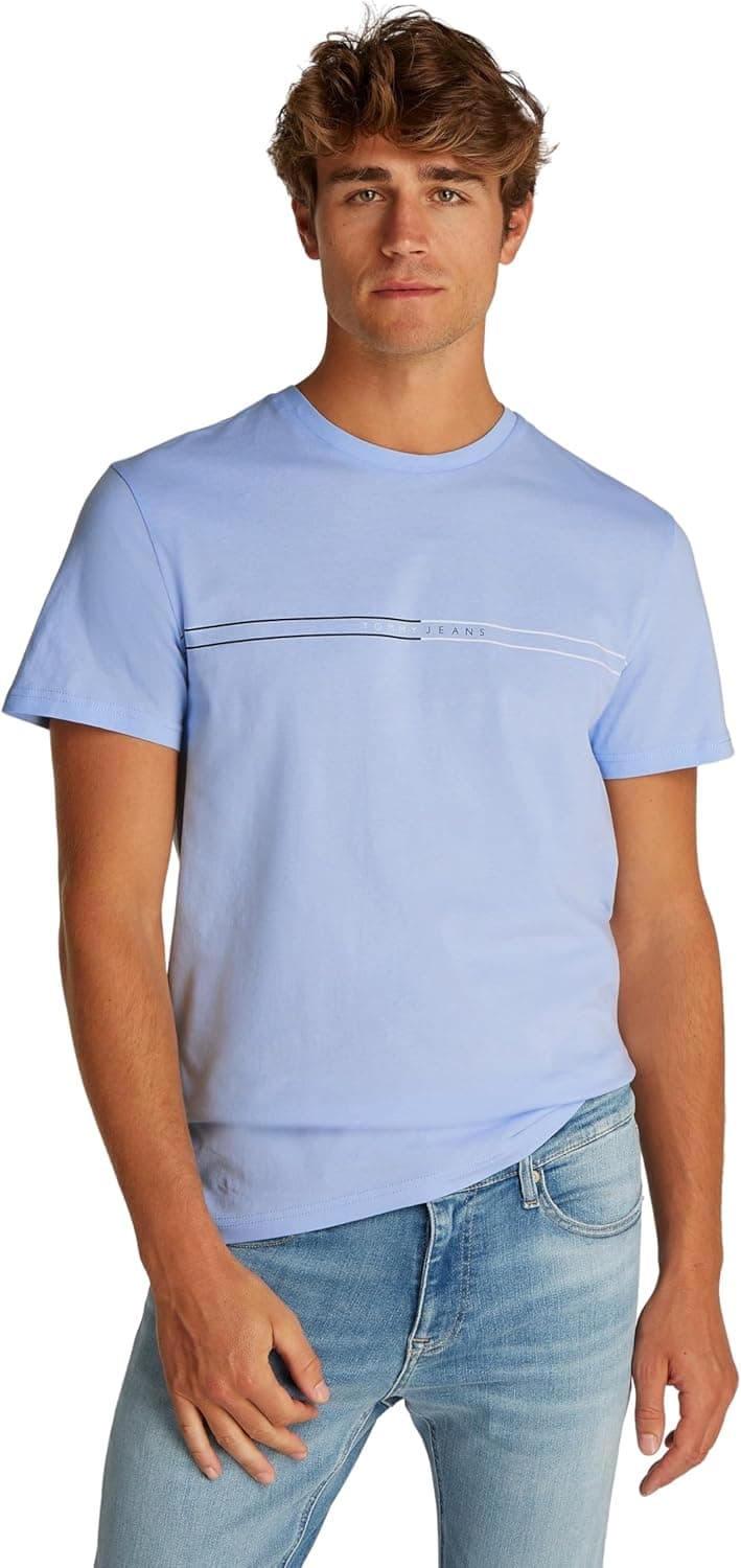 Tommy Jeans T-shirt para homem Slim Entry Graphic Tee com gola redonda