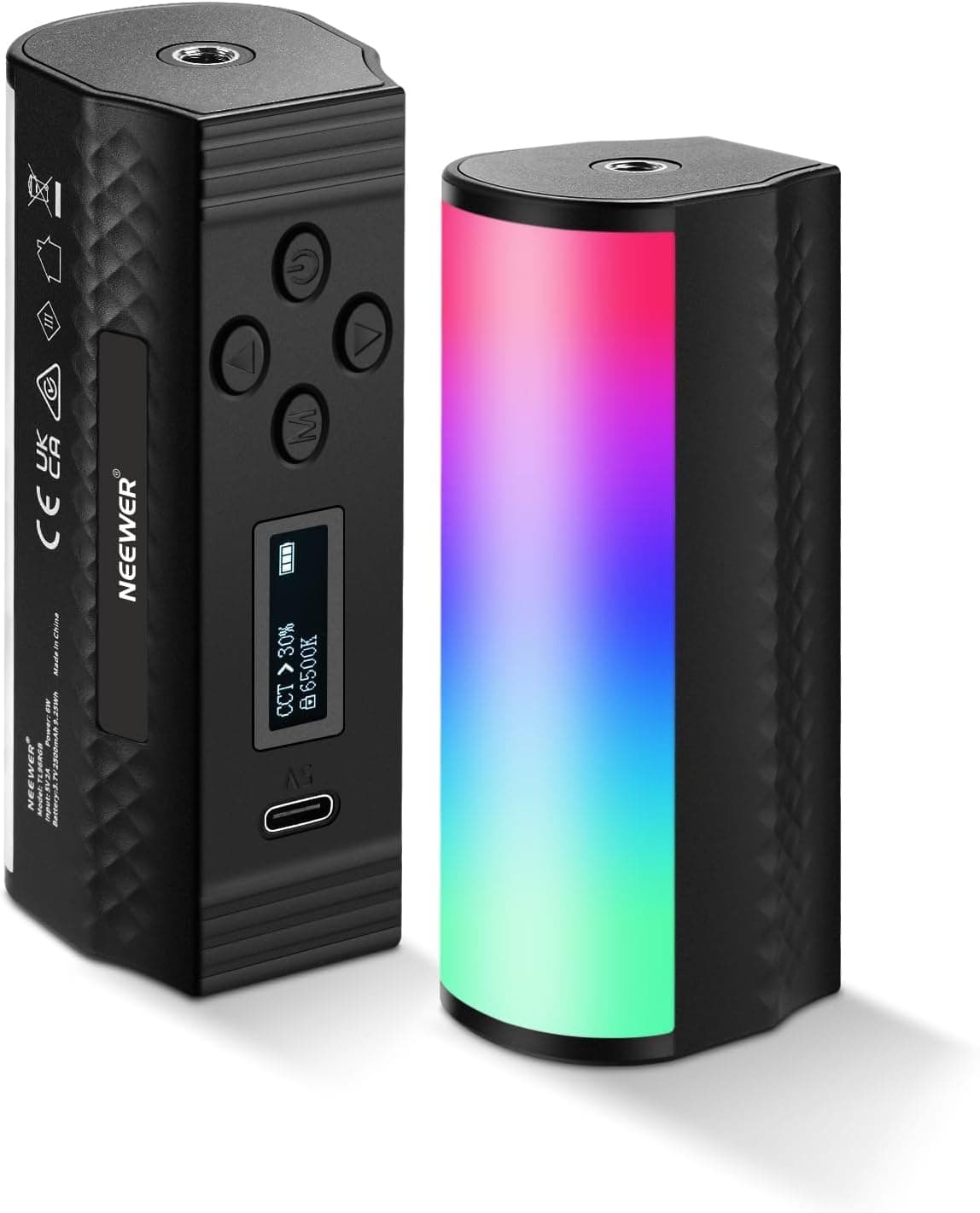 NEEWER 2 Pack Barra de luz LED de mão magnética, 360° todo RGB mini LED vara varinha vídeo com 2500 mAh bateria recarregável