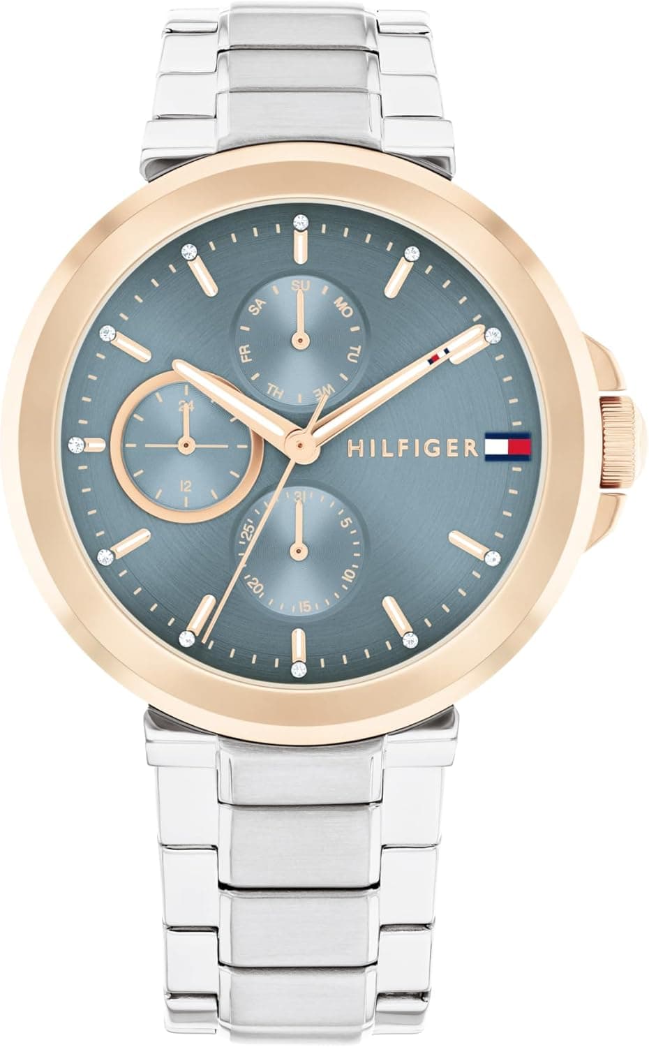 Relógio analógico de quartzo multifuncional Tommy Hilfiger para mulheres com pulseira de aço inoxidável prateado - 1782753