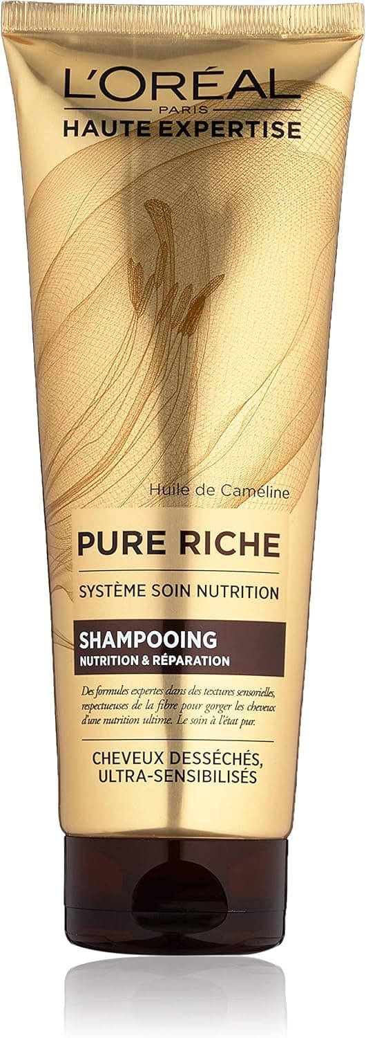 L'Oréal Paris Pure Riche Shampooing Nutrition Sans Sulfate - Nutrition & Relparation - Cheveux Descartes - 250 ml