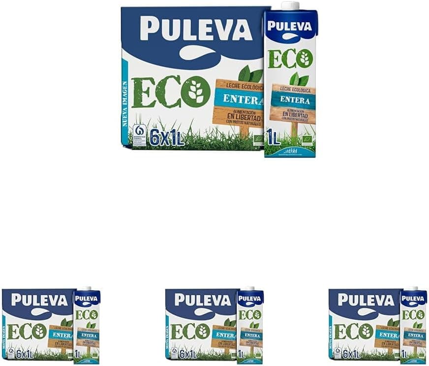 Leite ecológico Puleva ECO Entera brik 1 L, caixa de 6 litros (embalagem de 4)