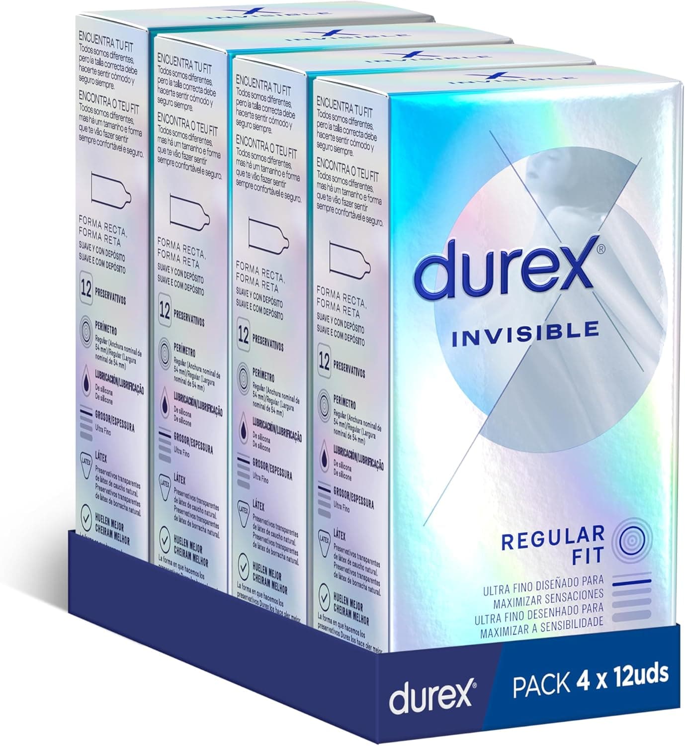 Durex Pack de poupança reservativos invisível, ultra fino desenhado para maximizar sensações, 48 preservativos