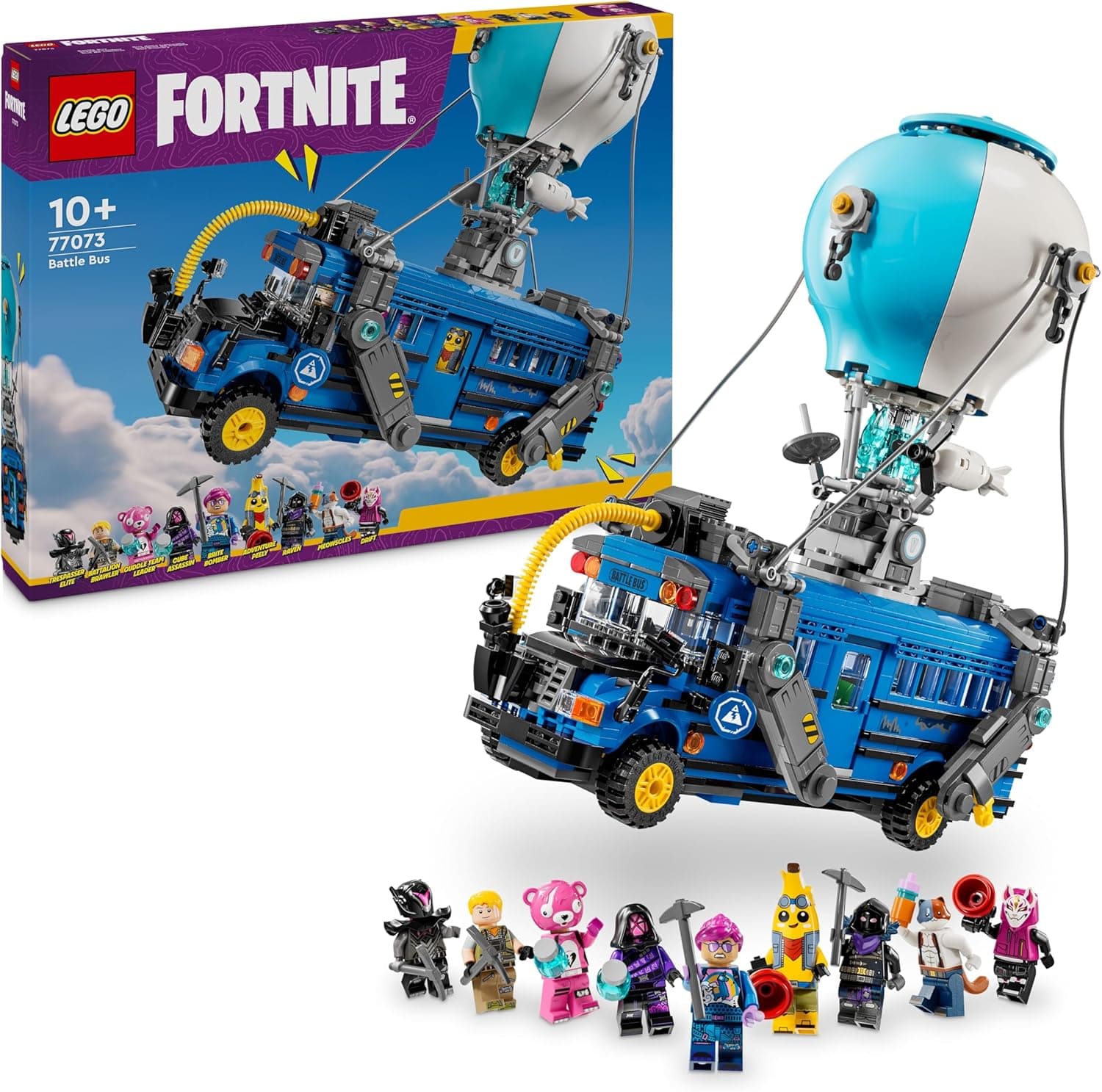 LEGO Fortnite Autocarro de batalha brinquedo de construção e balão de ar, 9 minifiguras colecionáveis de personagens de videojogo, presente para meninos e meninas Gamers de 10 anos ou mais 7073