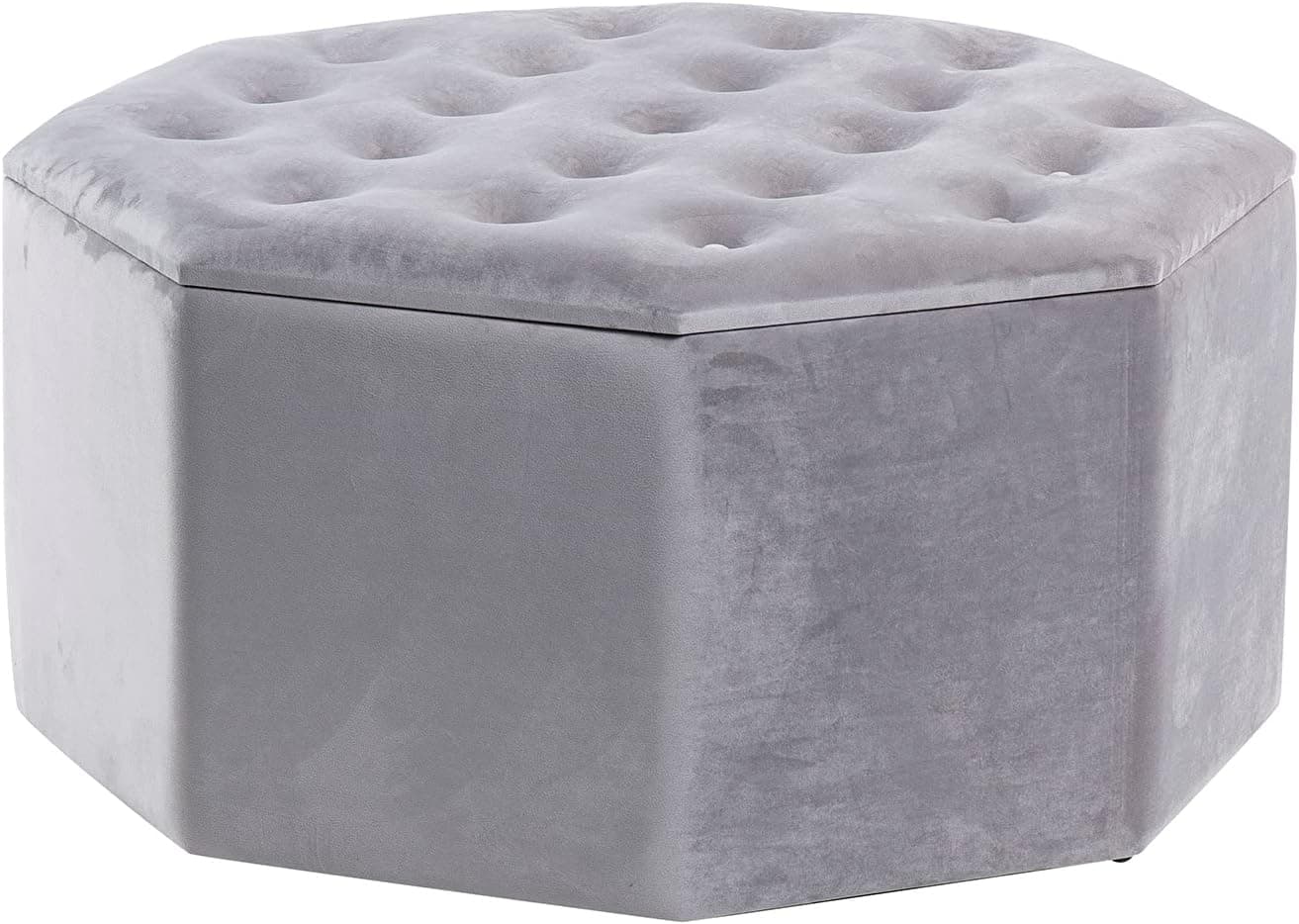 Adda Home Puff sapateira, metal/MDF/Velvet, cinzento, 80 x 80 x 42 cm