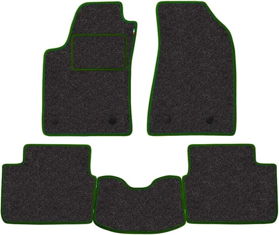 Conjunto de tapetes fabricado para Citroen C3 a partir de 2016 em diante em carpete automotivo Made in Italy Color cinzento borda verde