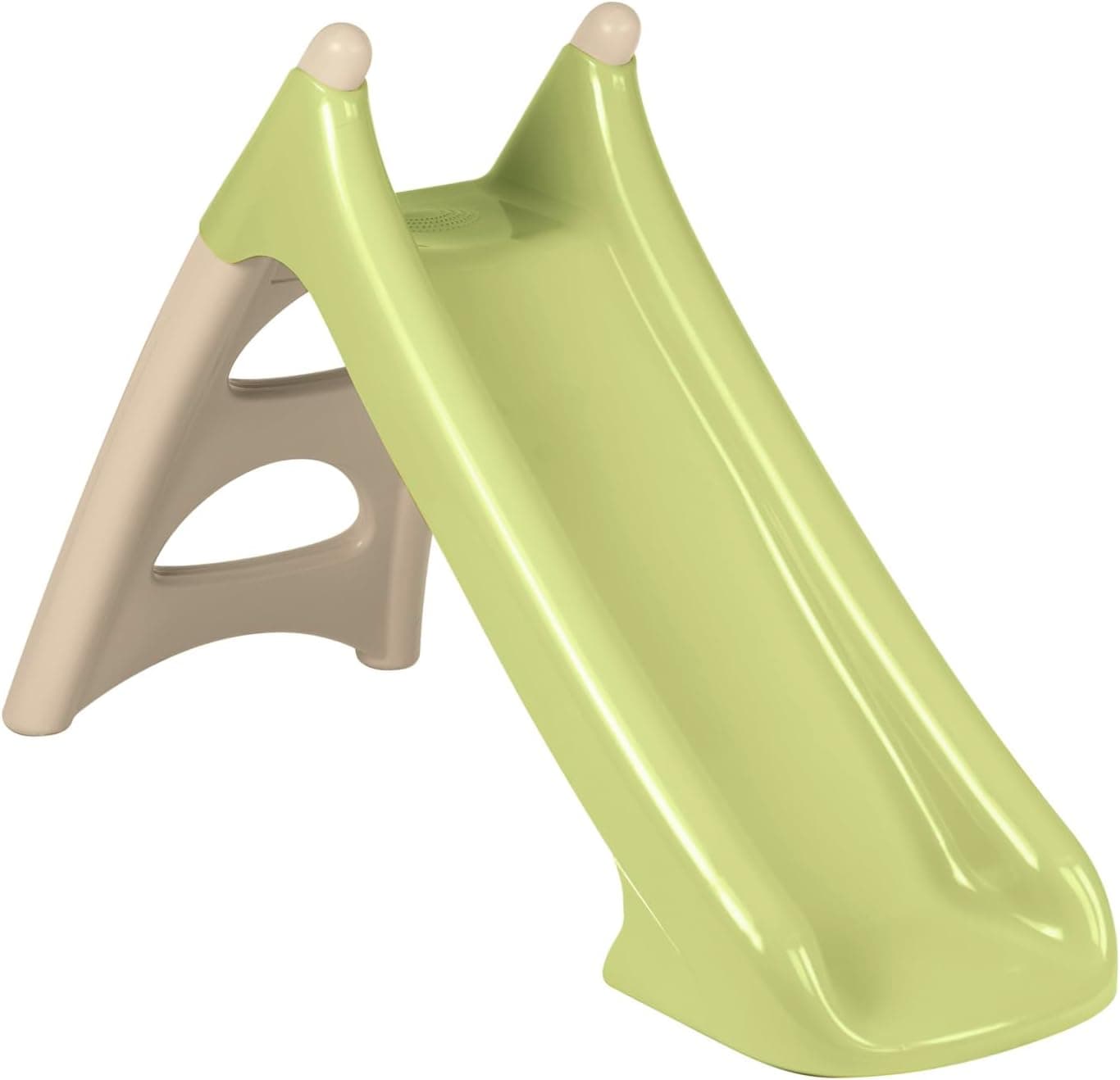 Smoby Life Escorrega infantil XS bege e verde Superfície de deslizamento, 90 cm, degraus antiderrapantes, tomada de água em cascata compacto e fácil de guardar, adequado desde 2 anos (7600820629)