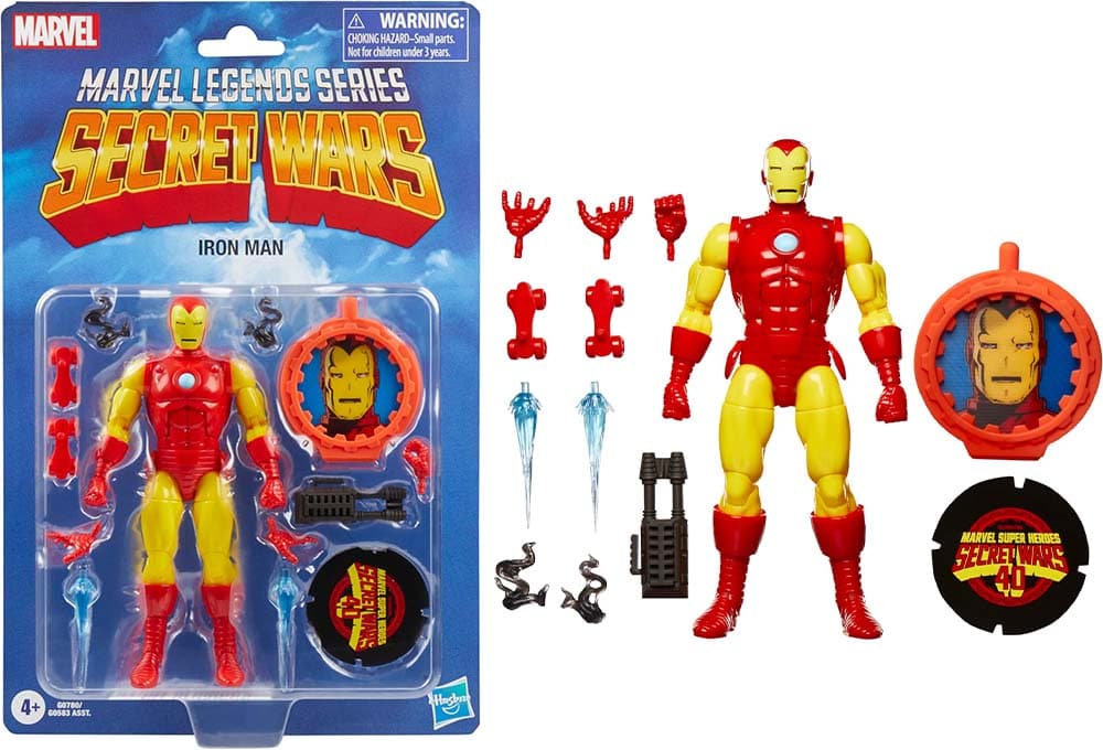 Marvel Legends Series - Homem de Ferro - Vingadores retro, banda desenhada da Marvel - Secret Wars - figura de ação de coleção de 15 cm