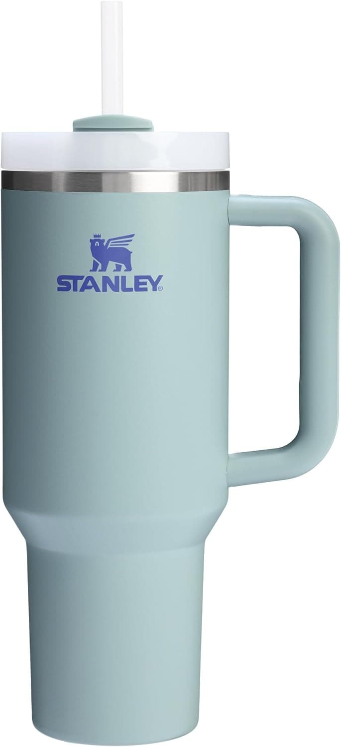 Stanley Quencher H2.0 FlowState Tumbler 1,2 L Garrafa térmica para manter o frio de 11 horas, gelada durante 48 horas, garrafa de água de aço inoxidável, caneca térmica, sem BPA, Blue Cactus