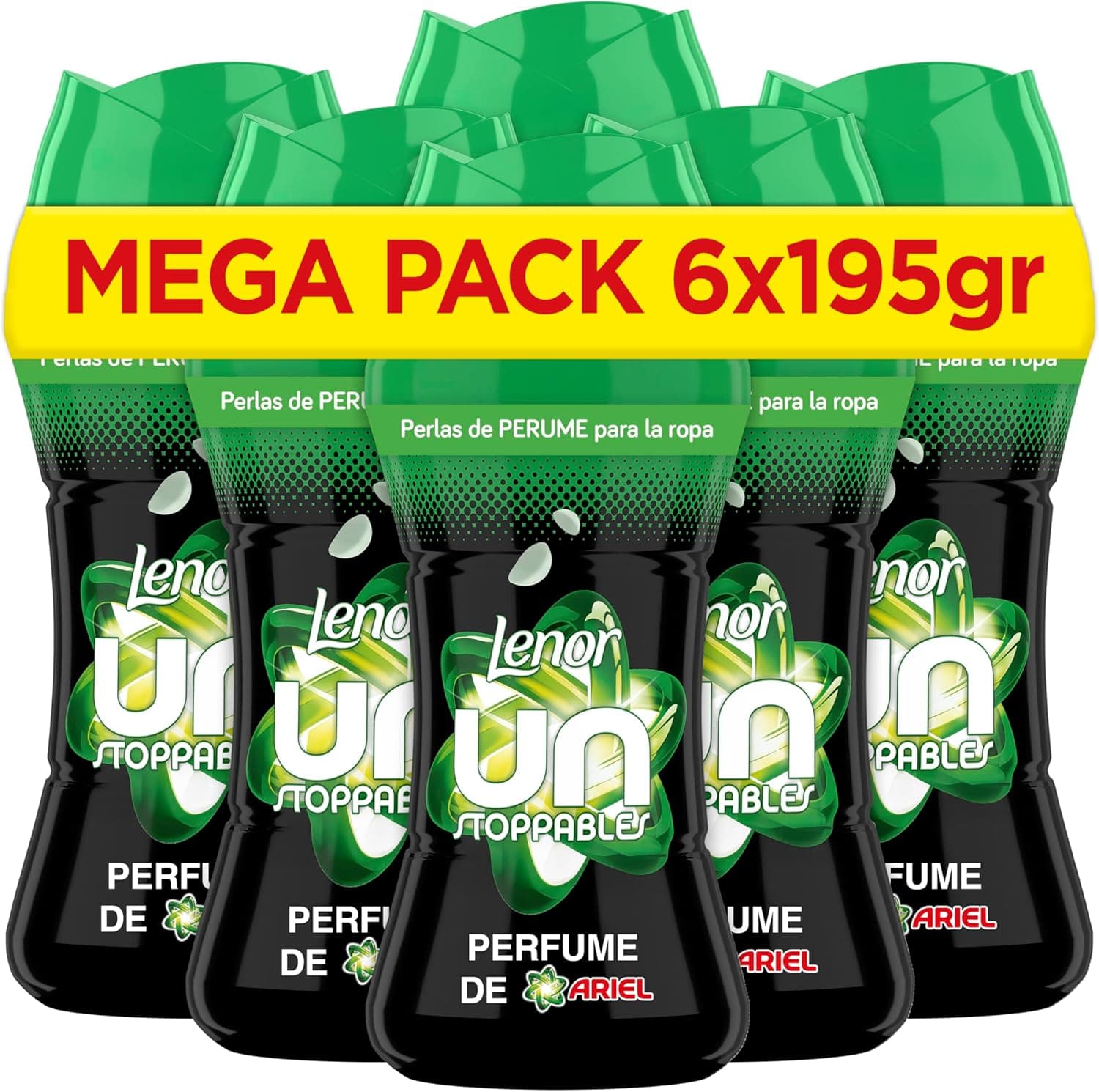 Lenor UNstoppables Pérolas de perfume para roupas, 96 lavagens (6 x 195 g), suave com fragrância de arel, potenciador de frescura