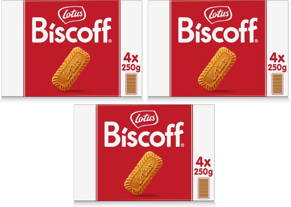 Lotus Biscoff | Bolachas caramelizadas veganas com ingredientes de origem natural 4 x 250 g