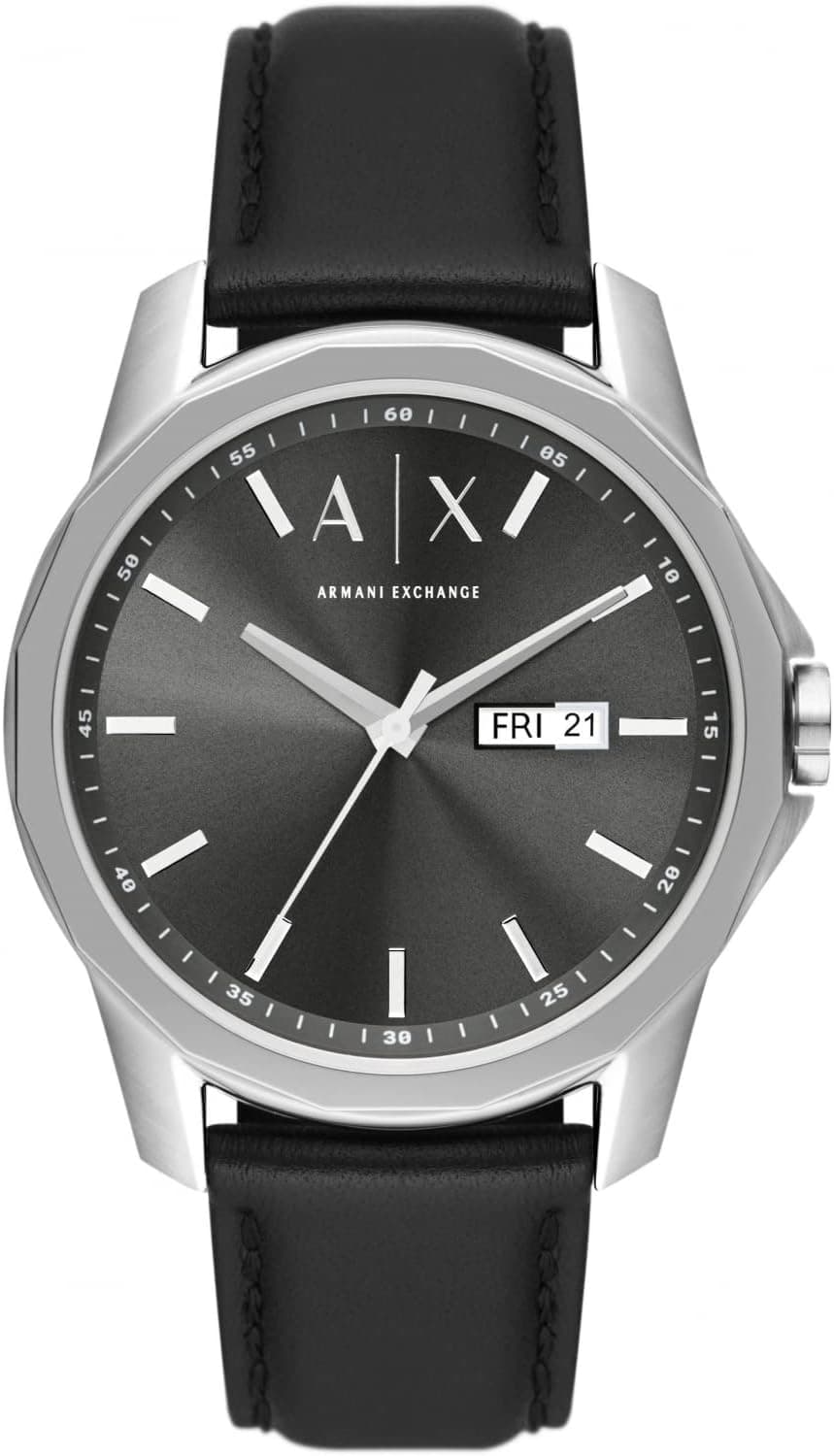 Armani Exchange Relógio analógico para homens de quartzo com correia em couro AX1735