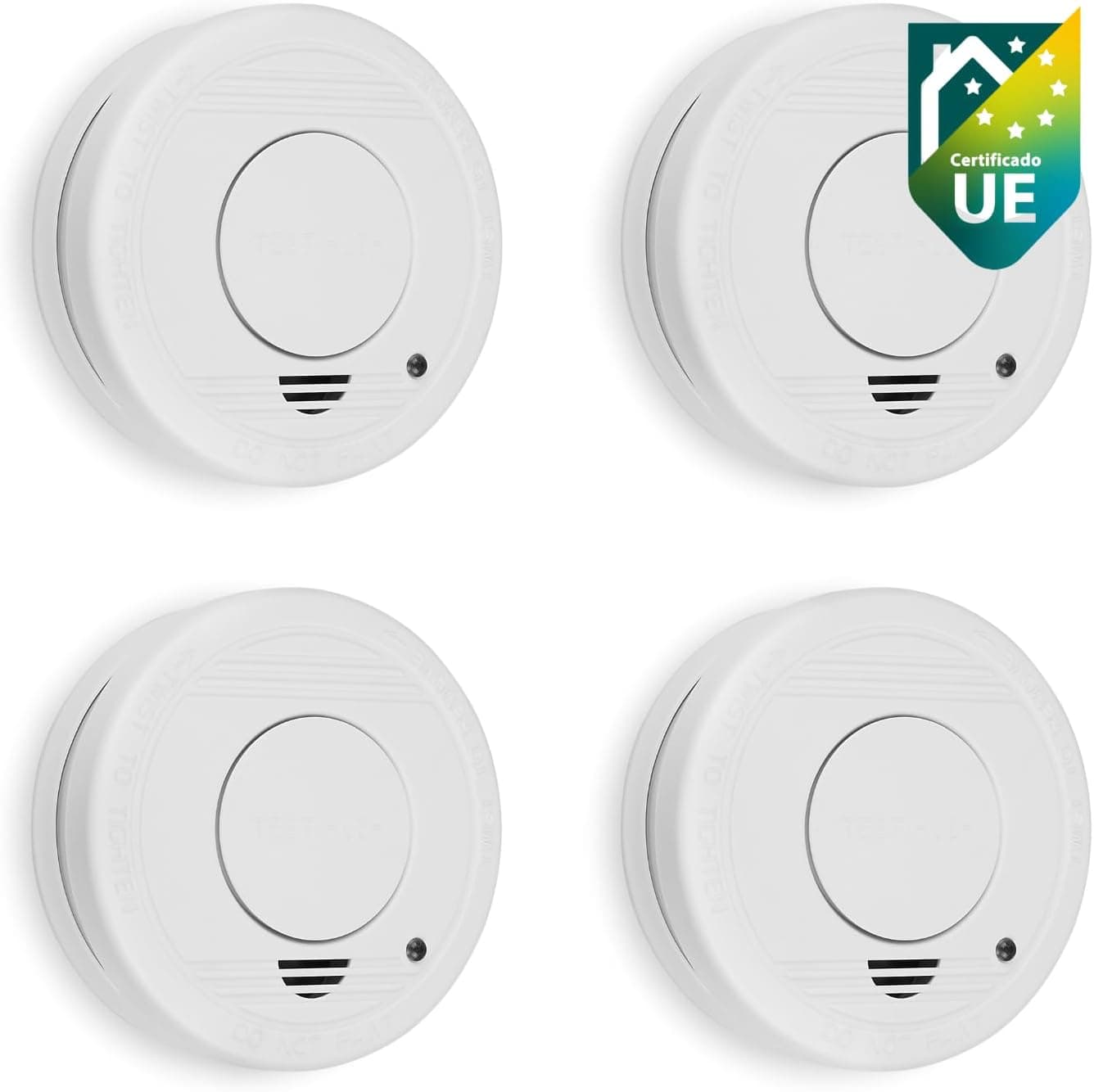 Smartwares Conjunto de 4 detetores de fumo - sensores óticos - 10 anos de vida - 5 anos de bateria substituível - botão de teste - 85 DB - FSM-11514