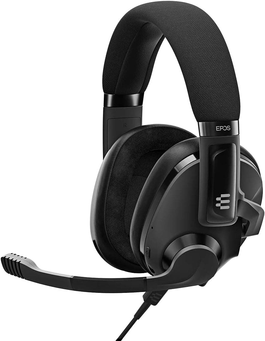 EPOS H3 híbridos - auriculares sem fios acústicos fechados, auriculares Bluetooth para jogos - cabo USB-A para PC e consola de 3,5 mm - microfone duplo, bateria 37h - preto