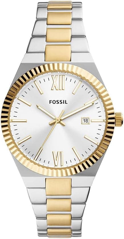 Fossil Scarlette | Relógio analógico para mulher com movimento de quartzo e bracelete em aço inoxidável bicolor