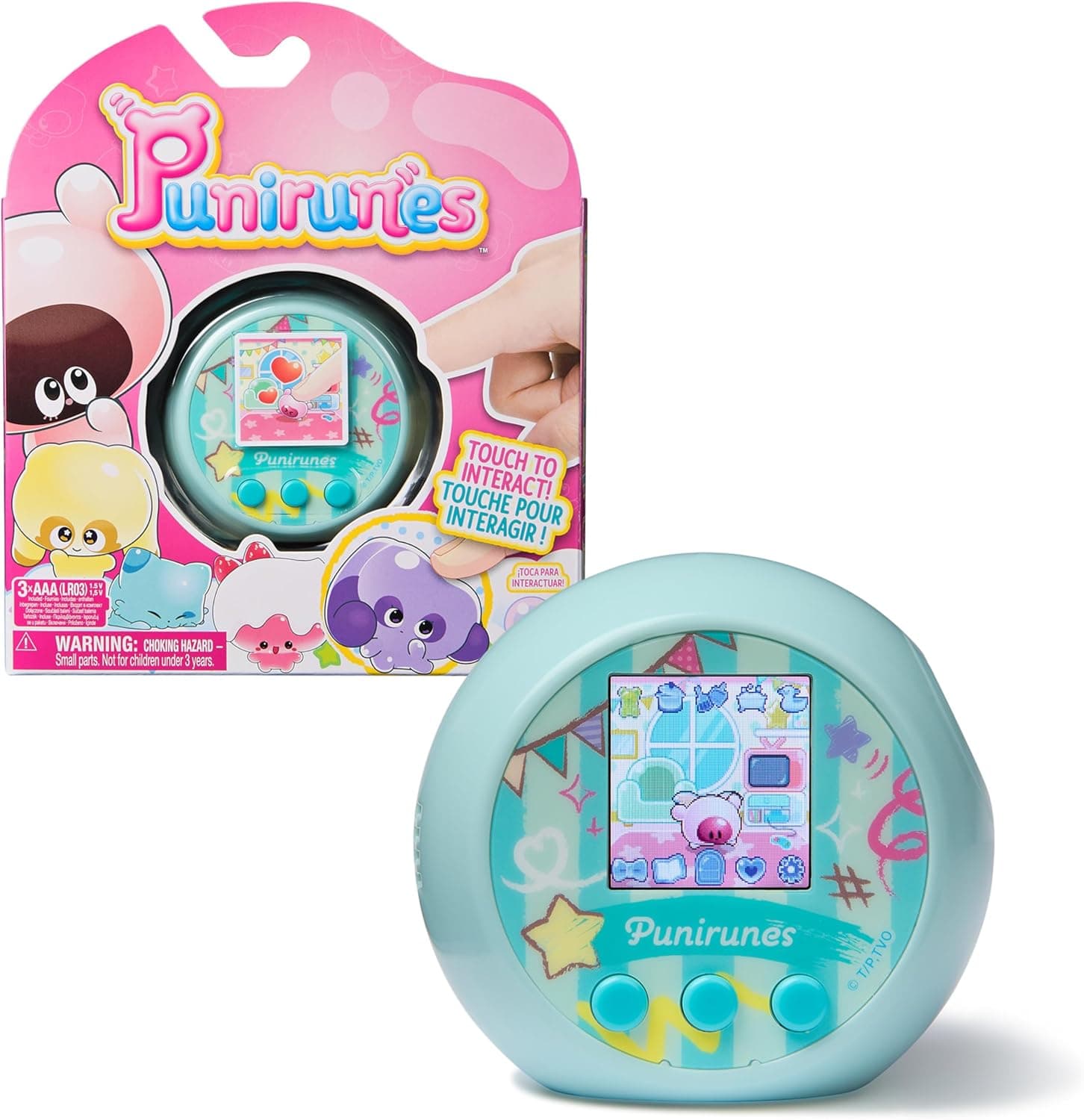 PUNIRUNES - Animal de estimação VIRTUAL com 55 personagens brancos no interior - animal de estimação interativo que reage ao toque com interações e sons - 6071162 - Jogos infantis - brinquedos