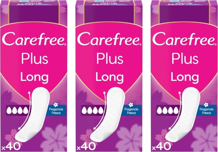 Carefree Plus Longa de fragrância fresca Protegeslips, 40 unidades x 3