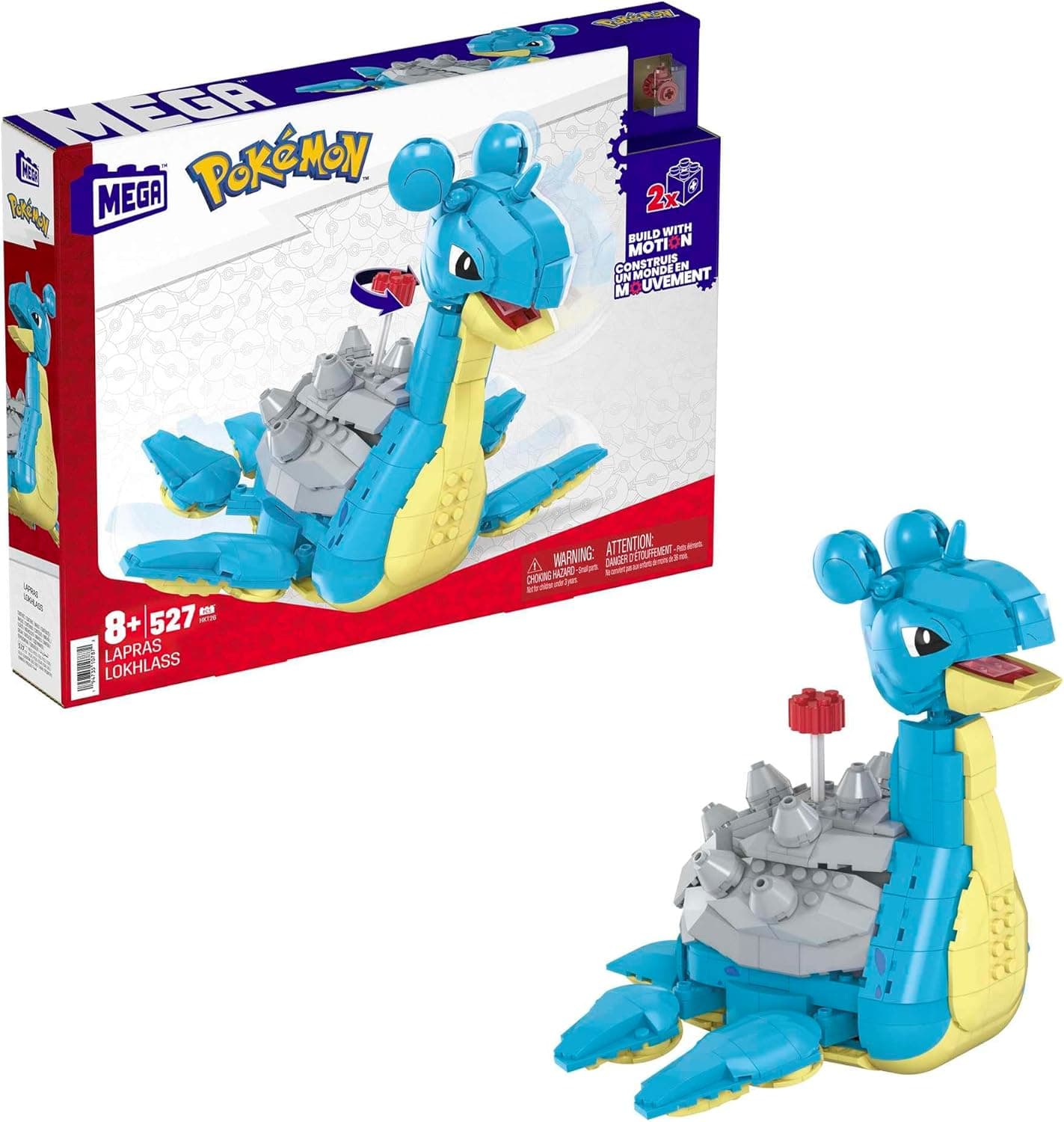 Mega Construx Pokémon Lapras, 529 blocos de construção com movimento, brinquedo + 8 anos (Mattel HKT26)