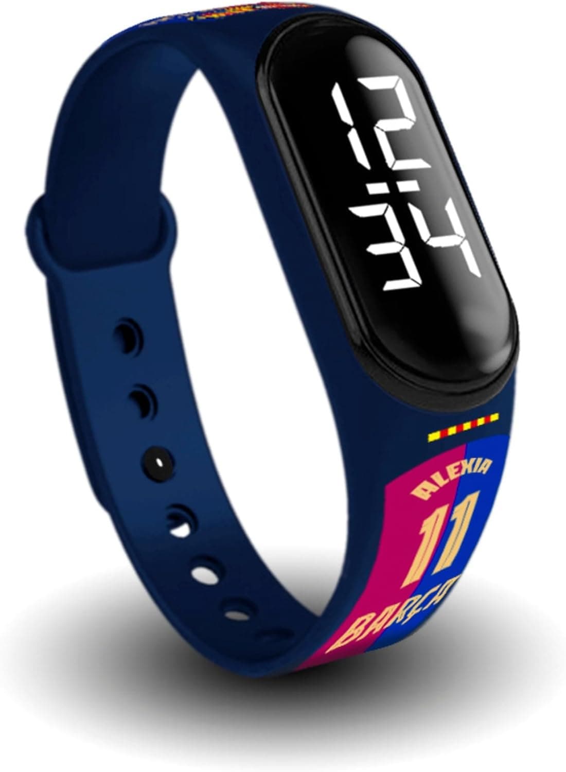 FIT & FUN Relógio digital com correia oficial FC Barcelona, resistente à água, relógio desportivo com funções de calendário, design oficial de barba