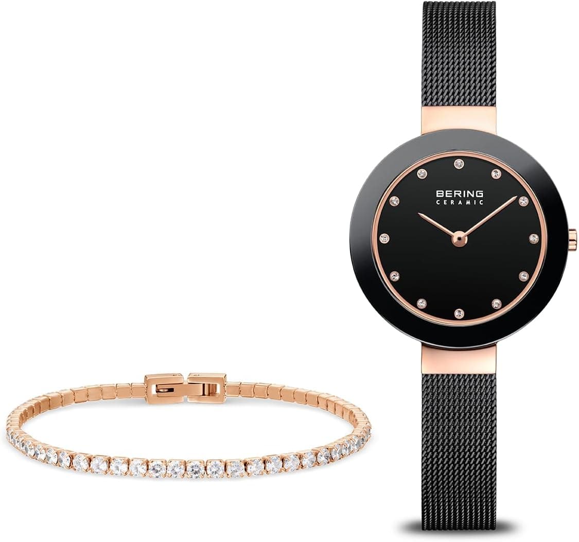 BERING Relógio com movimento de quartzo para mulher, coleção cerâmica com aço inoxidável e cristal de safira 11429-XXX