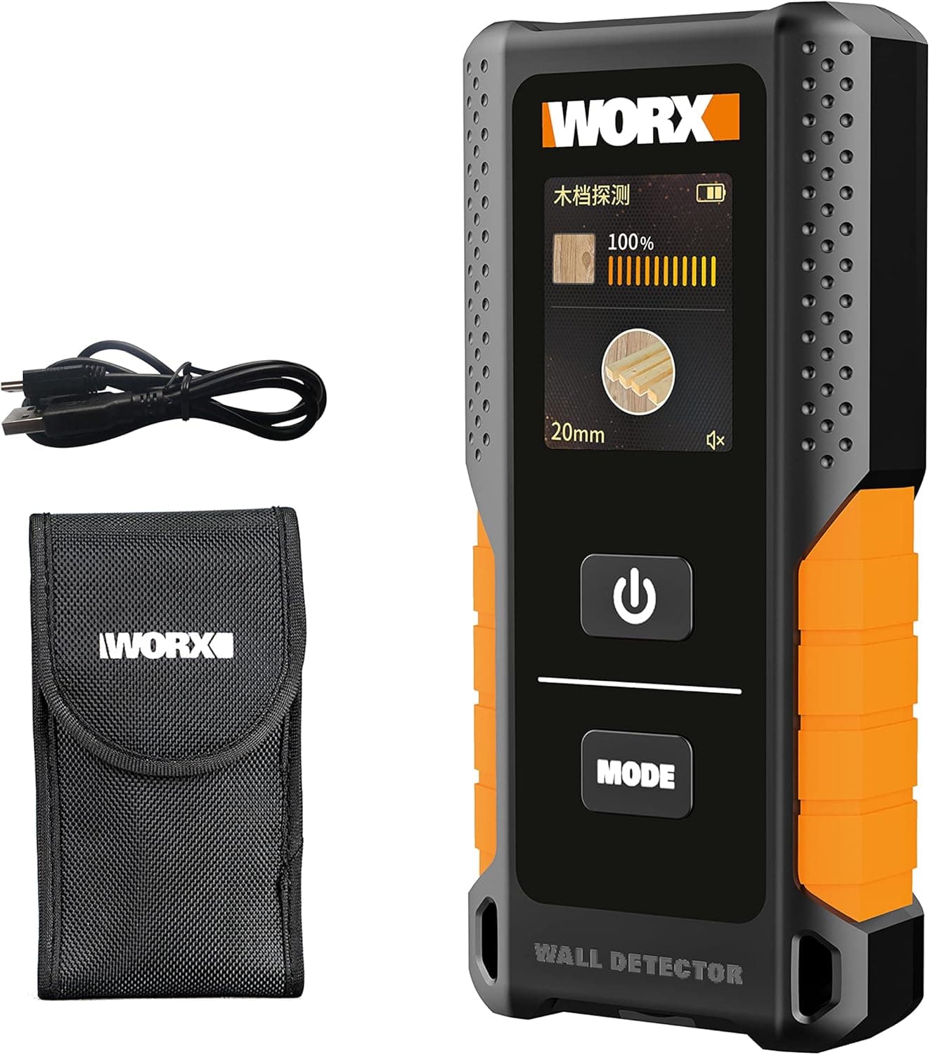 WORX WX086 - Scanner de parede (3,7 V, multimodal, vigas de madeira, painéis de gesso e cabo de corrente alternada, tecnologia de sensor de vigas inteligentes, ecrã LCD HyperCrystal