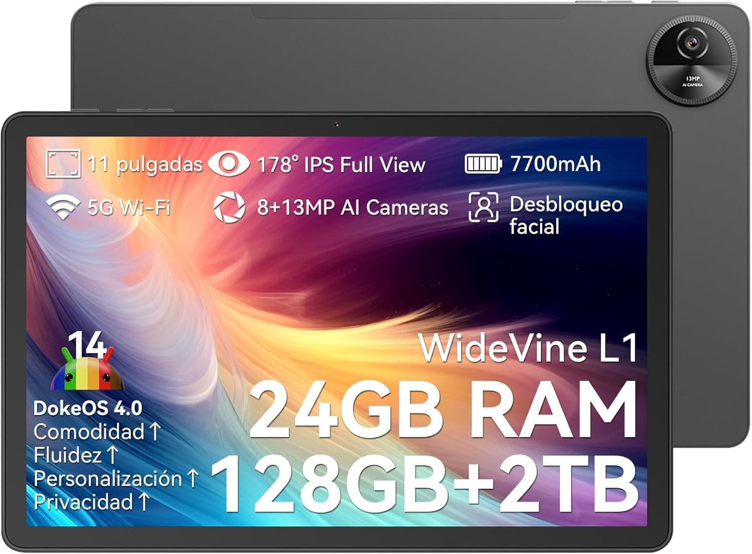 OSCAL Android 14 Tablet Pad 90, tablets 4G de 11 polegadas com cartão Sim, 24 GB de RAM + 128 GB ROM (2 TB TF), tablet grande 7700 mAh, tablet para jogos Octa-Core com estojo, 5G WiFi/GPS/Widevine L1 cinza