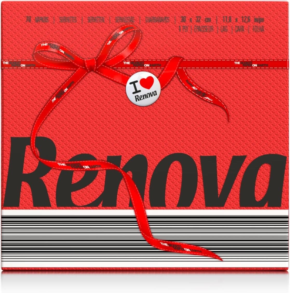 Renova Red Label | Guardanapos de papel vermelhos 70 unidades 30 x 32 cm