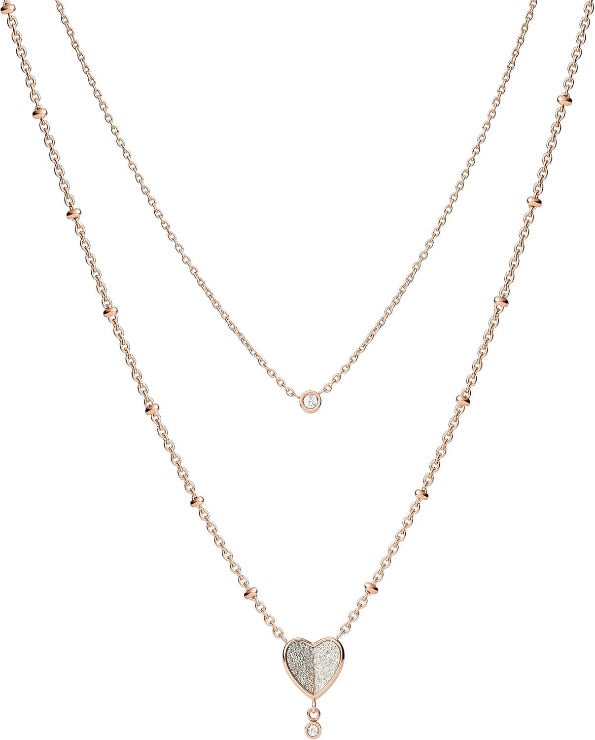 Fossil Colar para mulher vintage Glitz, comprimento: 42 cm 5 cm colar de aço inoxidável ouro rosa, JF03648791