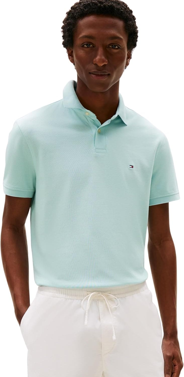 Tommy Hilfiger Polo de manga curta para homem regular Fit com botões