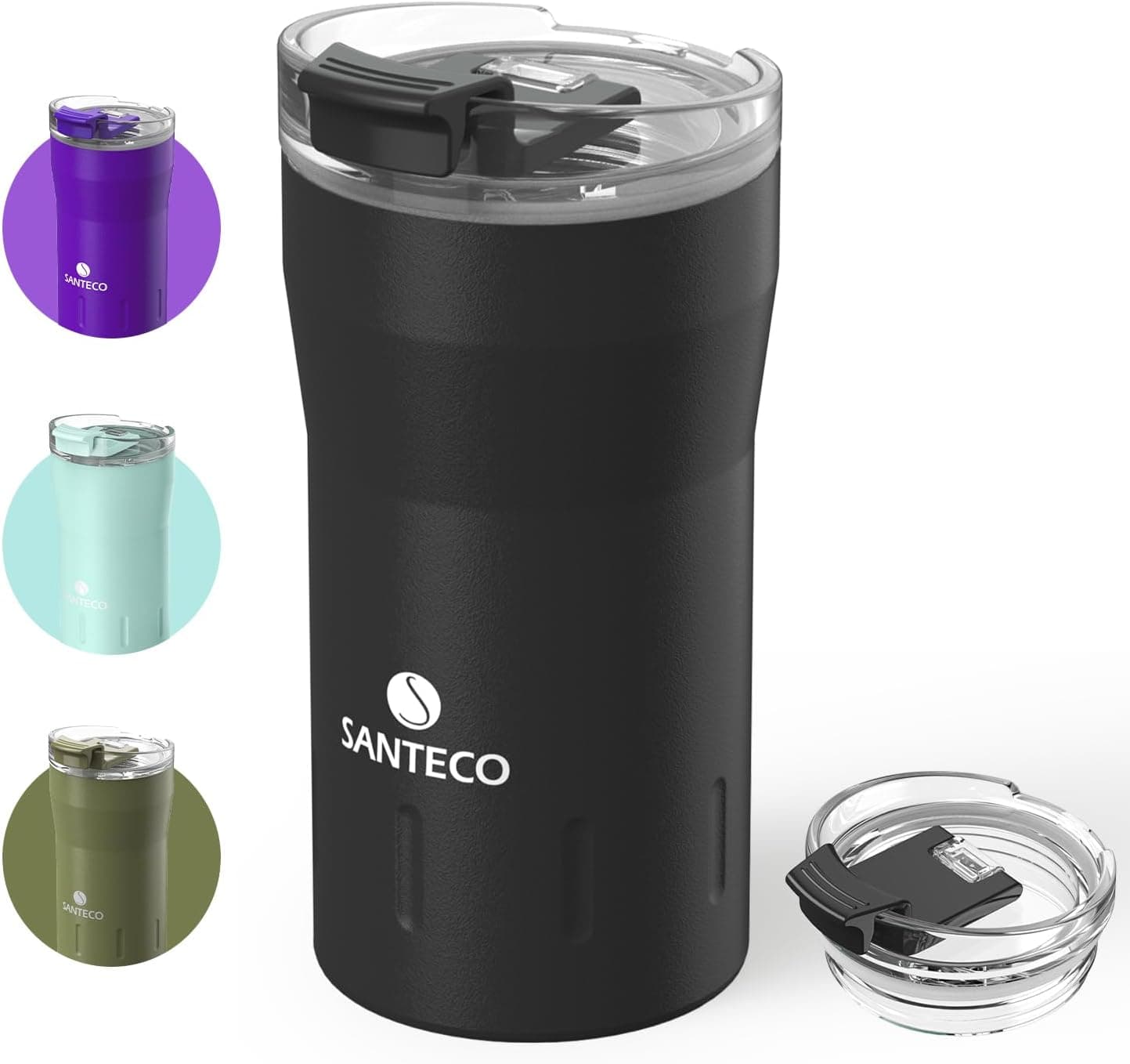 SANTECO Thermo Mug | Caneca térmica em inox com isolamento, boca larga e antiderrame, 350 ml