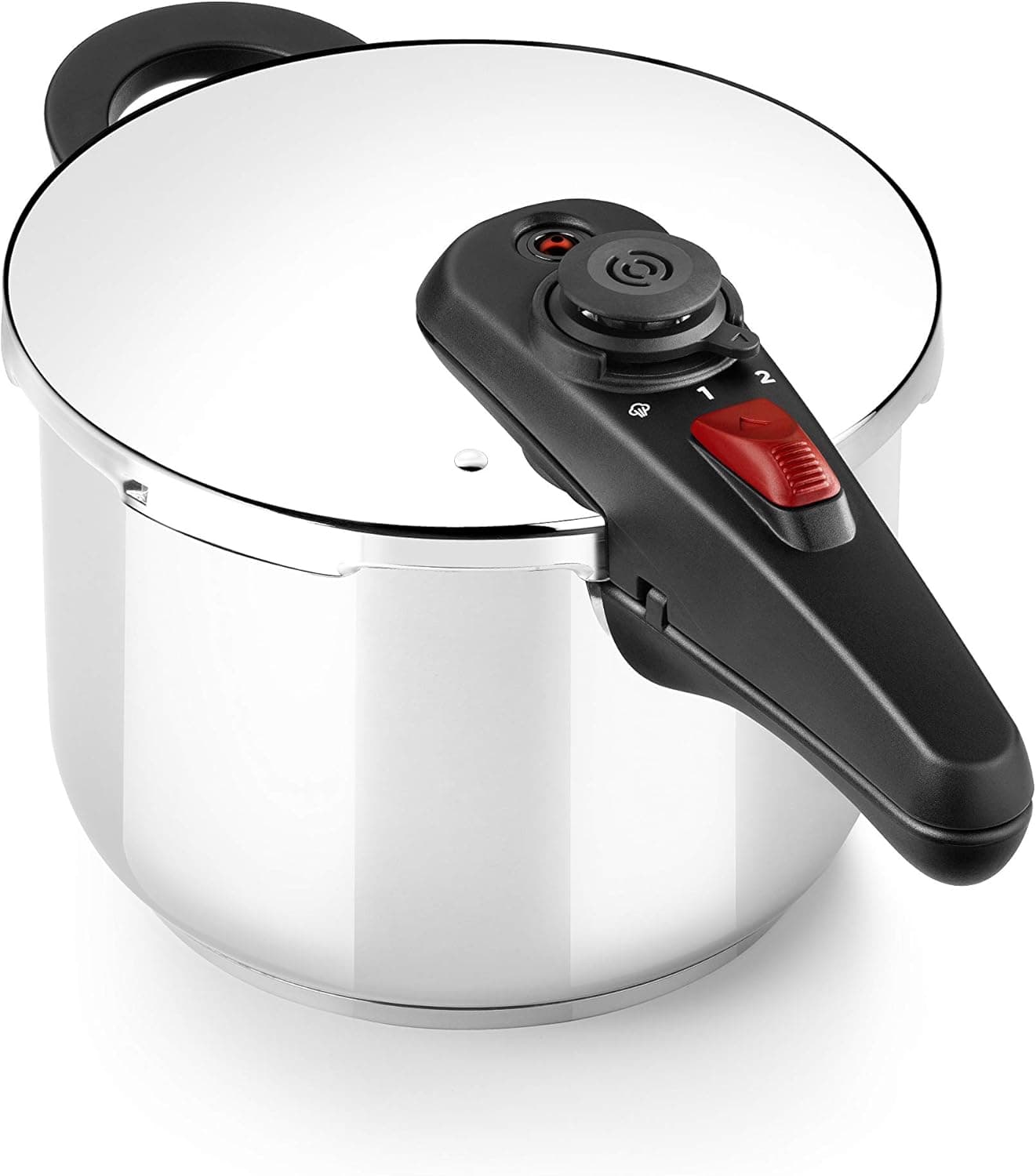 BRA Allure Panela de pressão rápida de 4 litros, fabricada em aço inoxidável 18/10, com 2 programas de cozedura e sistema de bloqueio de abertura, adequada para todos os tipos de cozinhas