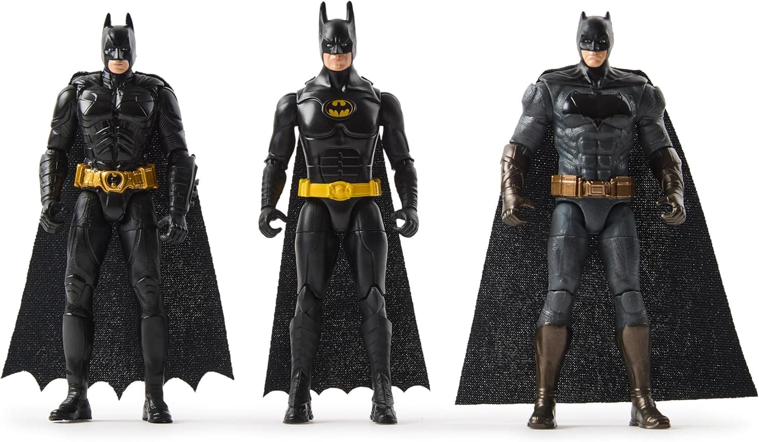 Pacote de 3 figuras de ação do Batman de edição especial de 85º aniversário, 10 cm, brinquedos colecionáveis de 85º aniversário para meninos e meninas a partir dos 3 anos