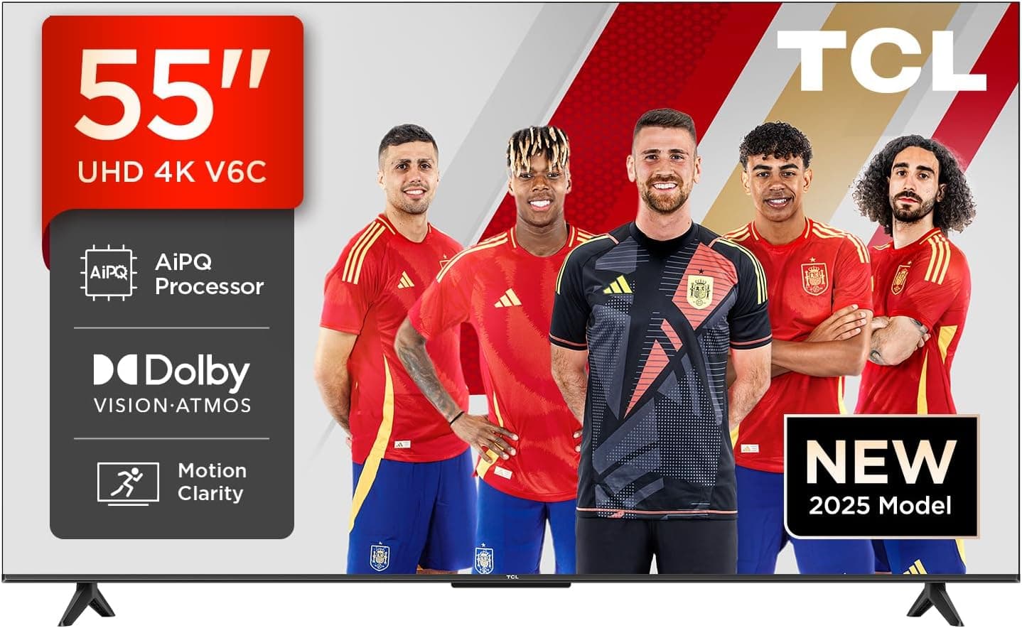 TCL 55V6C Direct LED Smart TV, 4K HDR, alimentado pela Google TV (áudio dolby, movimento clarity, compatível com o Google Assistant & Alexa)