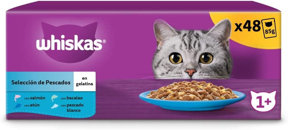 Whiskas Comida húmida para gatos adultos seleção peixes em gel (multipack 4 x 12 x 85 g)